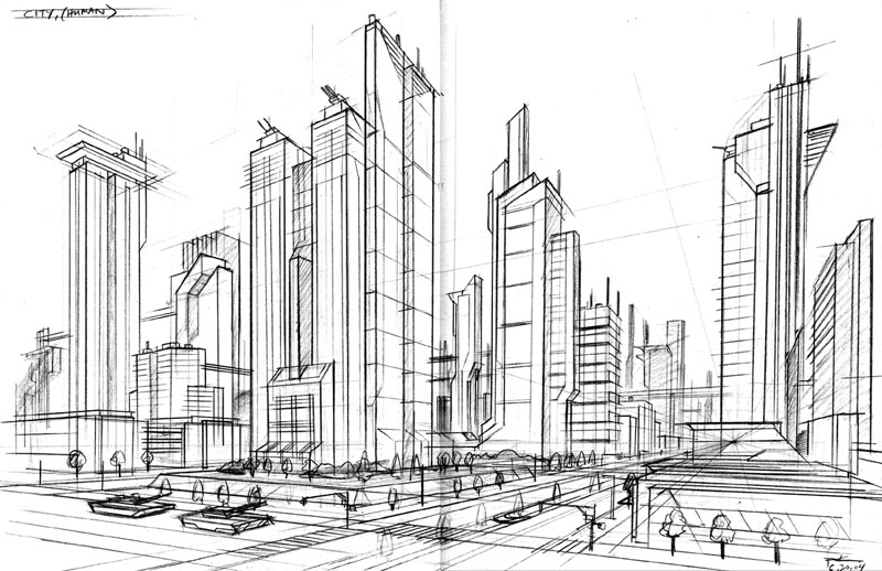 city building sketch